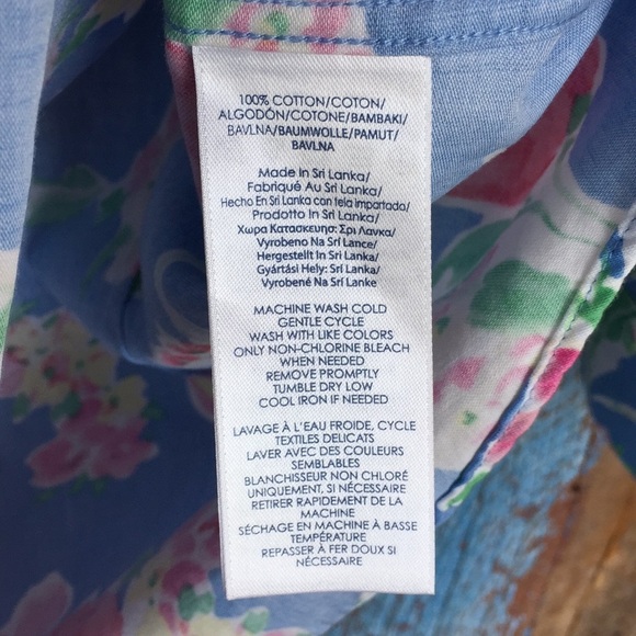 Chaps Blue Floral Button Down Top - Picture 3 of 6